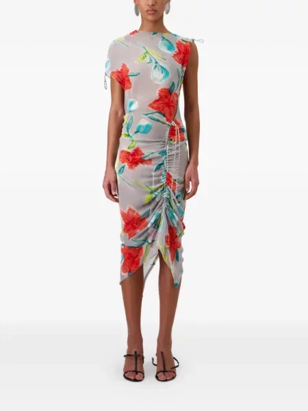 Rochie midi Coperni de mătase cu model floral cu imagine gri