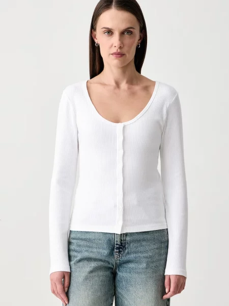 Levi's kardigan za žene od pamuka s elastanom AUSTEN BUTTON THROUGH LS bijela