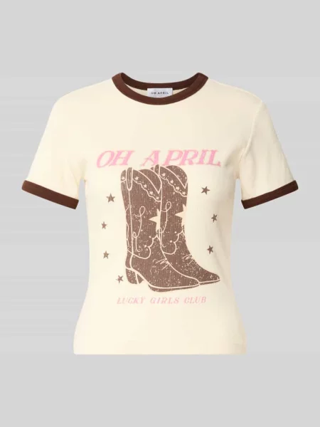 T-shirt z nadrukiem z motywem model Boots' Oh April biała