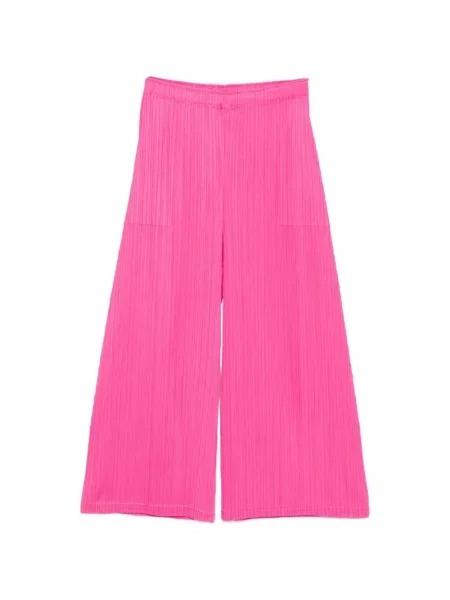 Pantaloni Pleats Please Issey Miyake plisate cu picior lat roz
