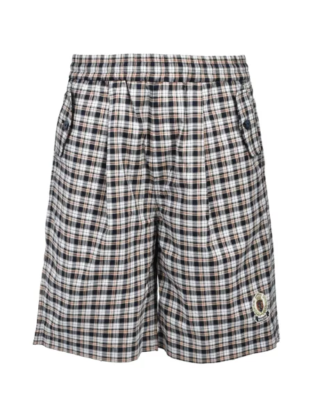 Pantaloni scurți Breath cu broderie în carouri alb