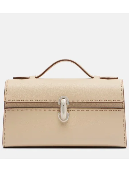 Geanta de piele Savette din piele bej