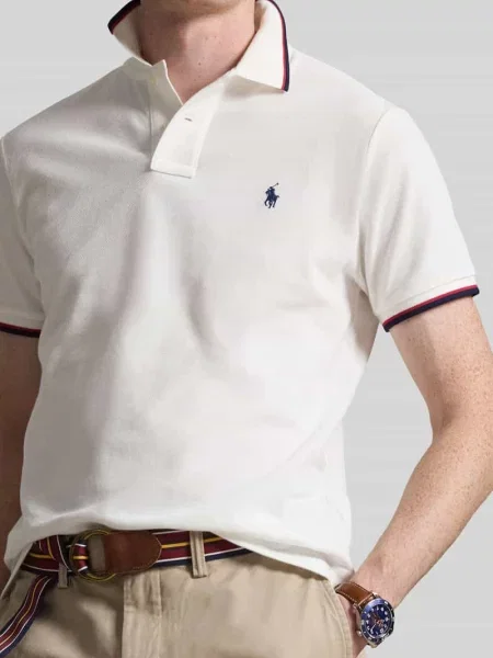 Koszulka polo o kroju slim fit z czystej bawełny Polo Ralph Lauren biała