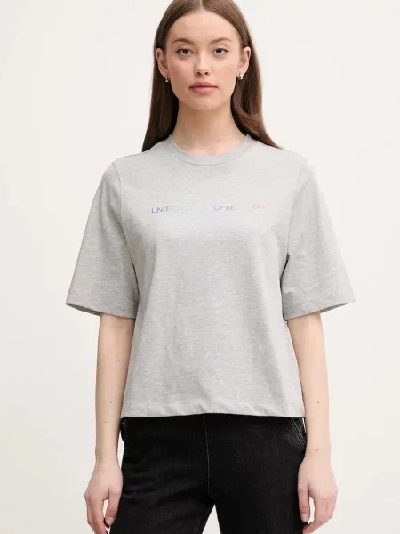 Тениска United Colors of Benetton дамска сиво
