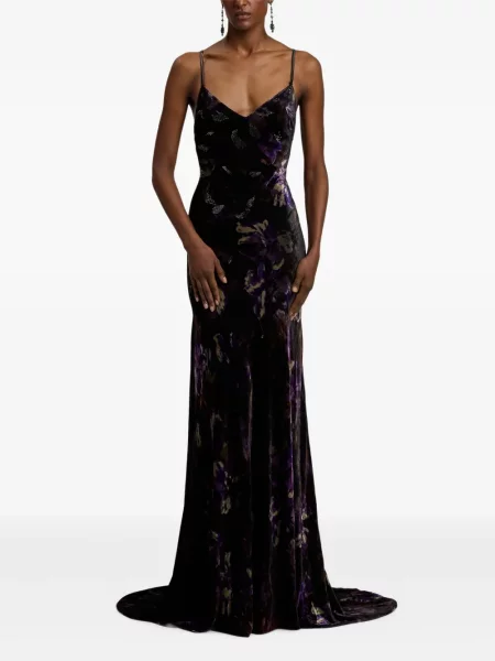 Φλοράλ λουλουδάτο φόρεμα Ralph Lauren Collection με σχέδιο μαύρο