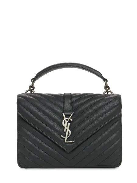 Kožená kožená taška Saint Laurent čierna