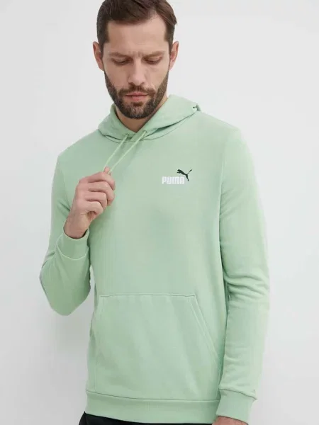 Суичър с качулка Puma с качулка с принт зелено