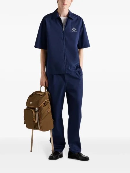 Pantaloni Prada din poplin albastru