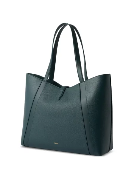 Bőr shopper táska Furla zöld