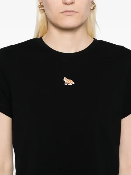 Tricou Maison Kitsune cu broderie negru
