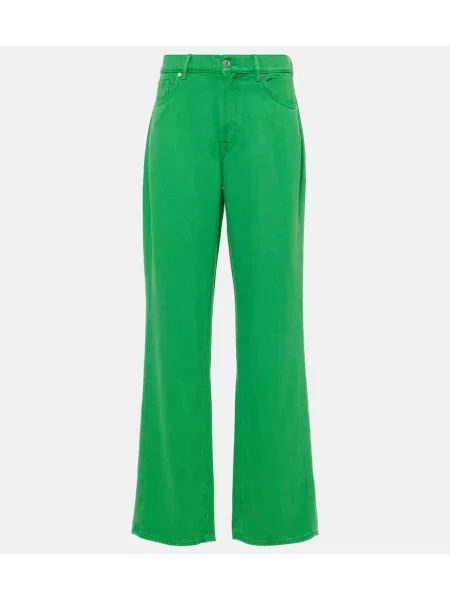 Blugi drepți 7 For All Mankind cu talie înaltă verde