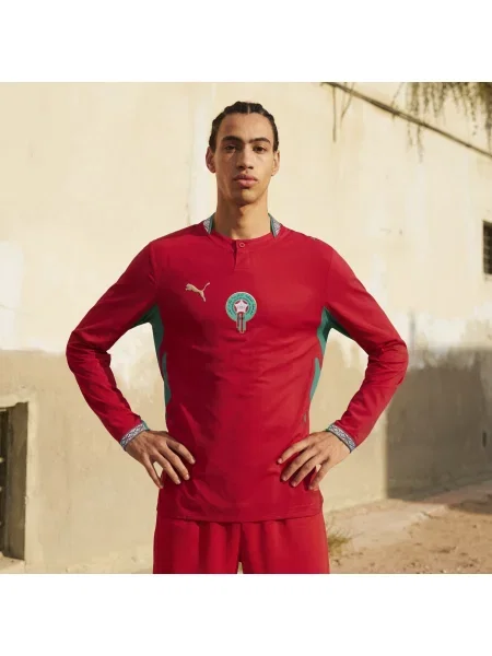 PUMA autentyczna koszulka domowa z długim rękawem Maroka Akcesoria S czerwony