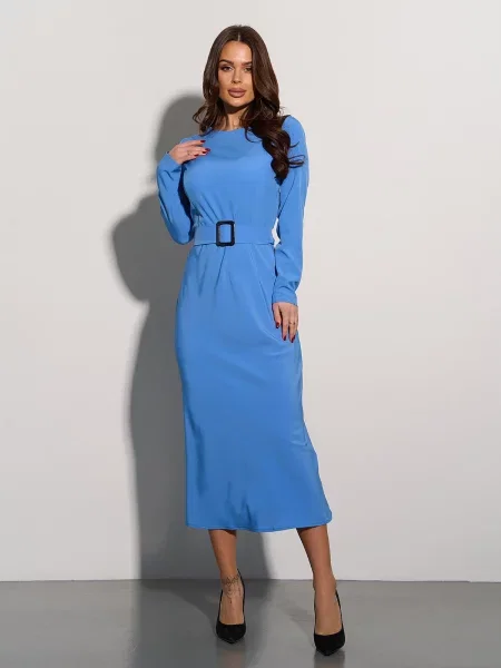 Сукня міді ISSA Plus комбінований верх блакитний