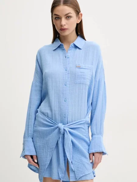 Melissa Odabash sukienka mini oversize Sara niebieski