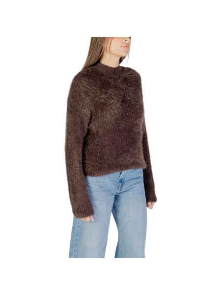 Pulover Only cu mâneci lungi lung maro