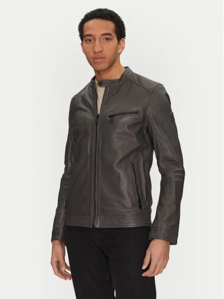 Mustang Кожено яке сив