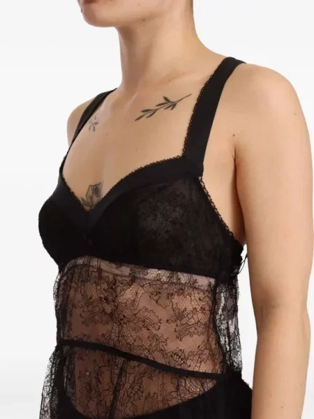 Top Dolce & Gabbana bez rukava s čipkom crna