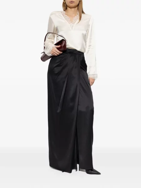 Lung fustă Max Mara din satin gri