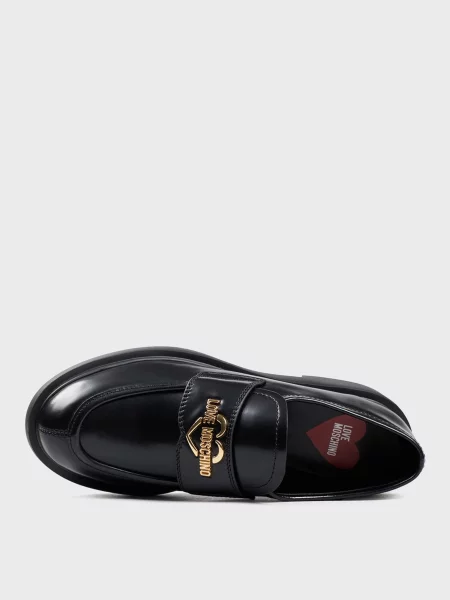 Кожаные лоферы Love Moschino черные