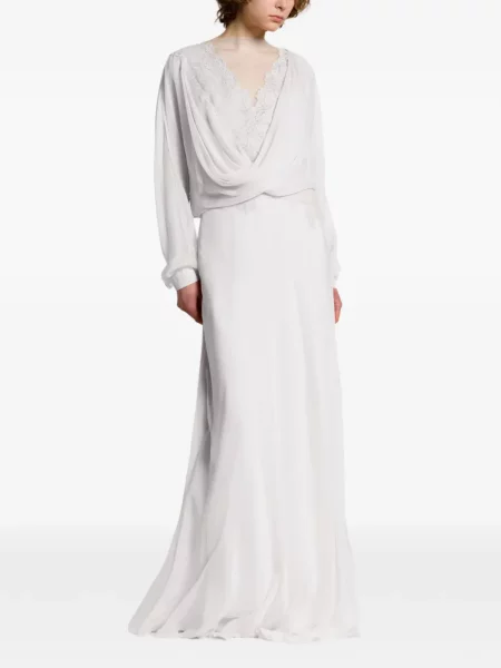 Rochie Alberta Ferretti din dantelă drapată alb