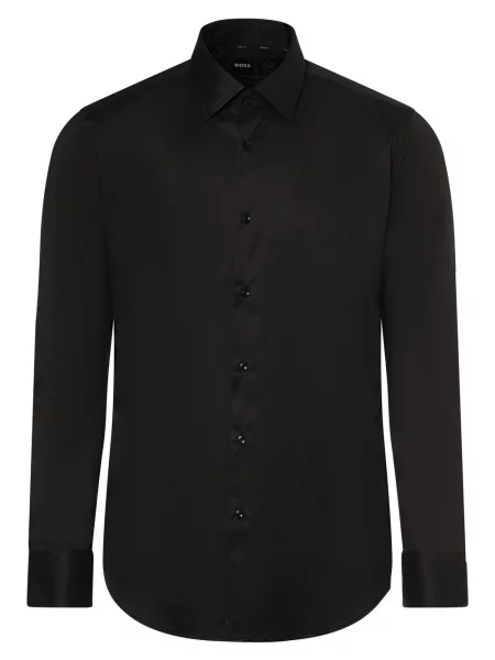 Koszula biznesowa o kroju slim fit z kołnierzykiem typu kent model ‘Hank’ Boss czarna