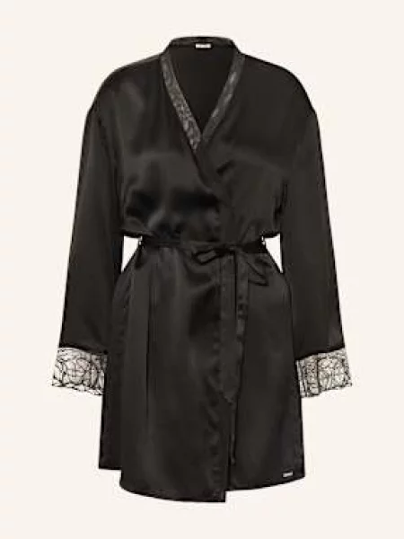 Calvin Klein Peniuar Ck Black Satin Z Satyny schwarz czarna