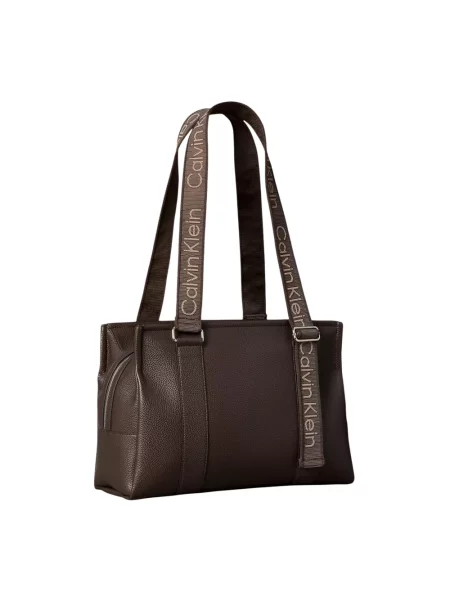Calvin Klein torebka tote z imitacji skóry brązowa
