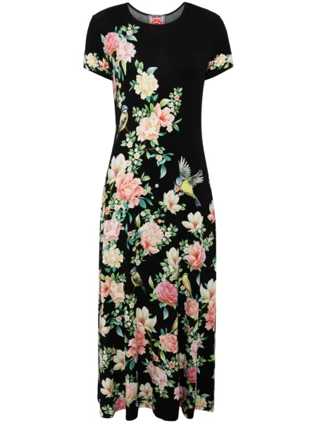 Rochie Johnny Was cu model floral de costum negru
