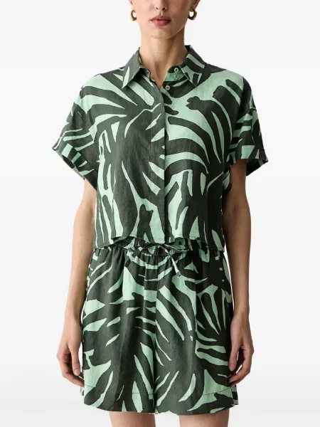 Cămașă Benetton cu imprimeu abstract verde
