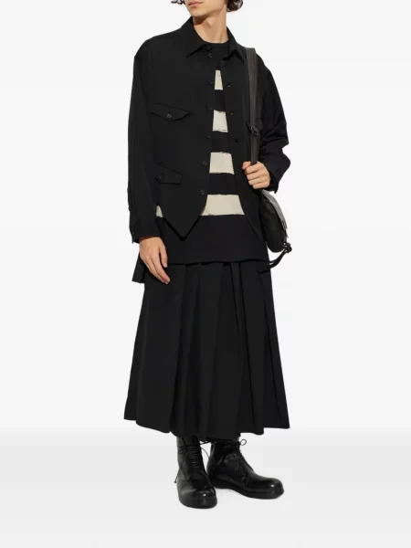 Вълнена асиметрична риза Yohji Yamamoto черно