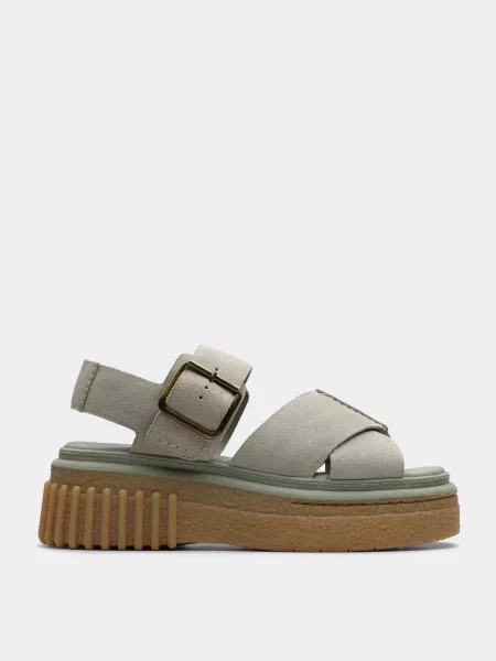 Замшевые босоножки Clarks зеленые