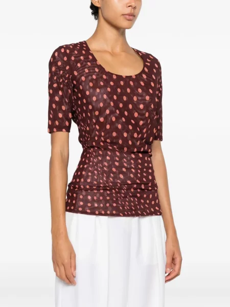 Top Stella Mccartney cu buline cu volane maro