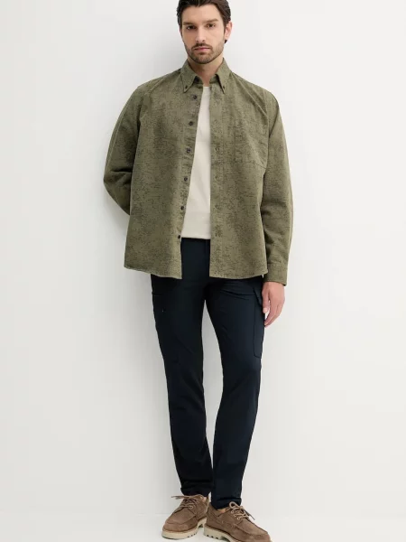 Джинсова сорочка BOSS Orange regular комір button-down зелений