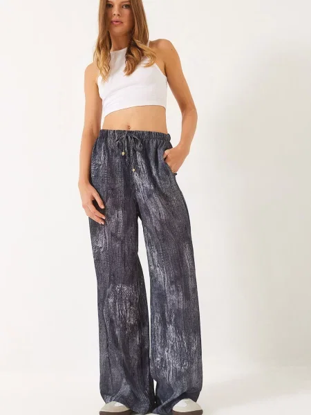 Bianco Lucci Pantaloni bazalt / argintiu gri