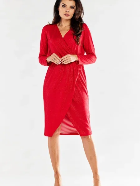 Midi obleka Awama rdeča