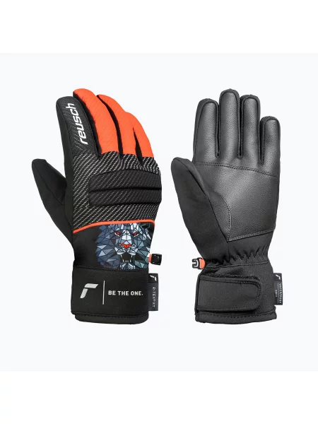 Mănuși de schi pentru copii Reusch Warrior R-Tex XT Junior black/silver/fluorescent red negru