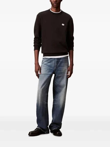 Hanorac crewneck Calvin Klein cu decolteu rotund cu autograf negru