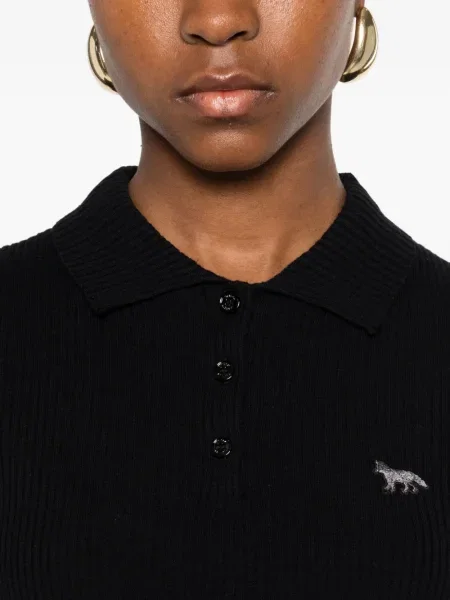 Polo Maison Kitsune tricotate negru