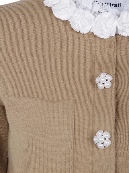 Cardigan Self-portrait tricotate maro