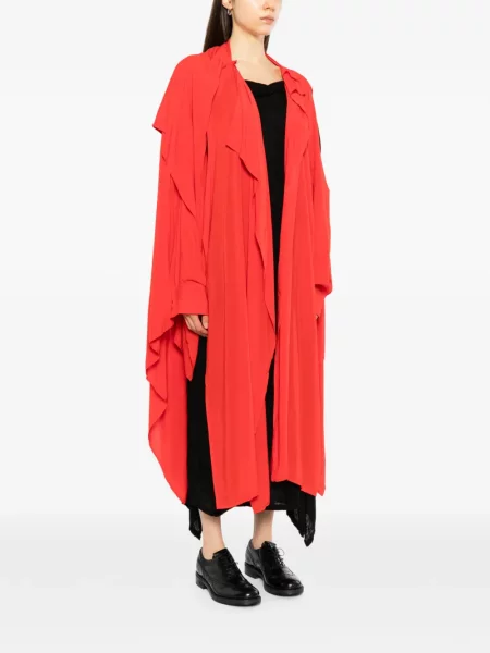Palton Yohji Yamamoto asimetric drapat roșu