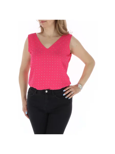 Top Gaudi cu decolteu în V fucsie