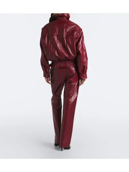 Pantaloni Isabel Marant din piele roșu
