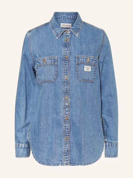 Koszulowa bluzka jeansowa o kroju regular fit w denimowym wyglądzie Guess Jeans niebieska