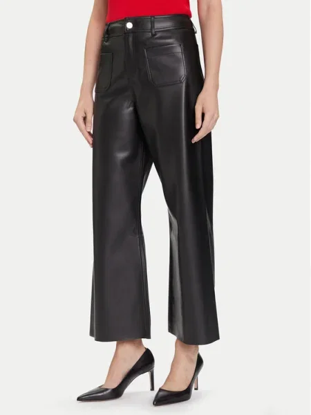 Morgan Pantaloni din imitație de piele Wide Leg negru
