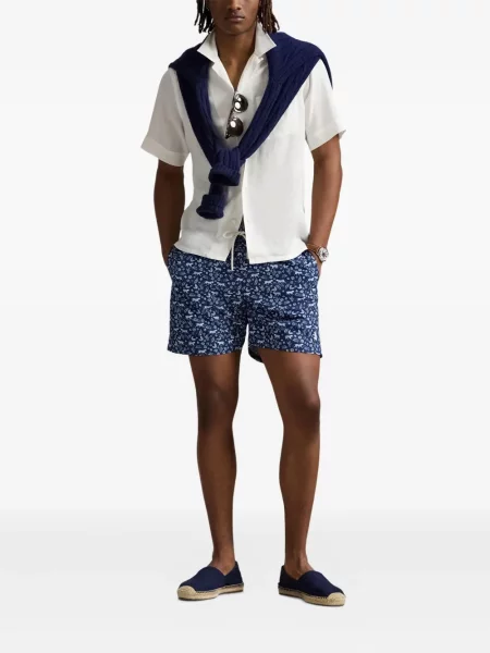 Tricou Polo Ralph Lauren din piele cu broderie în carouri maro