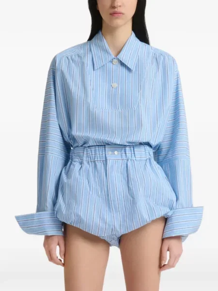 Pantaloni scurți Marni cu dungi din poplin albastru