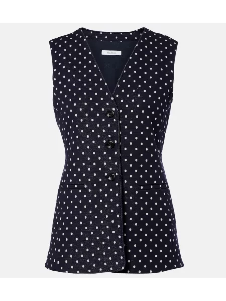 Vestă Max Mara cu buline din jerseu albastru