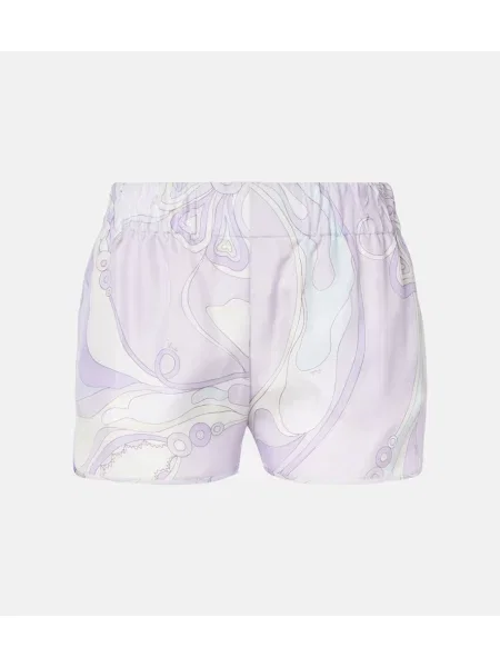 Jedwabne szorty Pucci z niską talią fioletowe