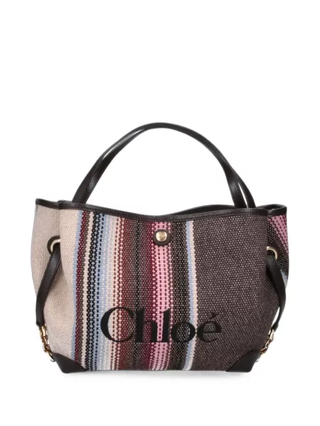 Geantă shopper Chloé cu dungi maro