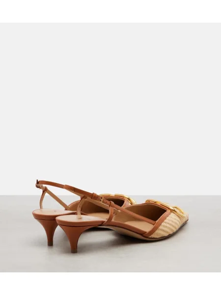 Pantofi cu toc Valentino Garavani din piele slingback bej